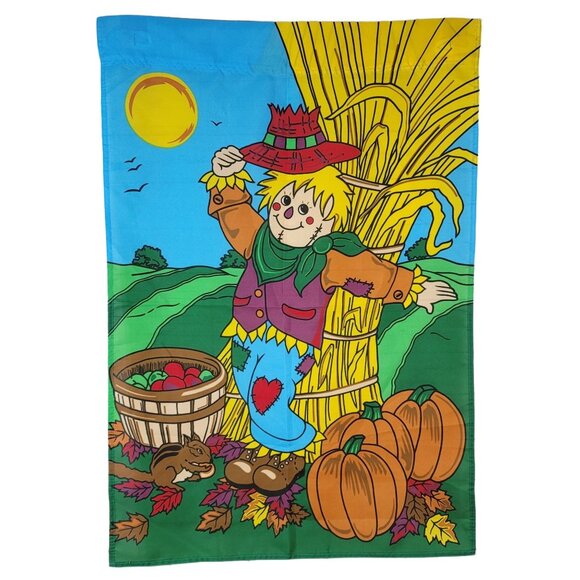 New Creative Scarecrow Flag Multicolor 41x28 Harvest Autumn Fall Banner 1999 VTG - Picture 1 of 5